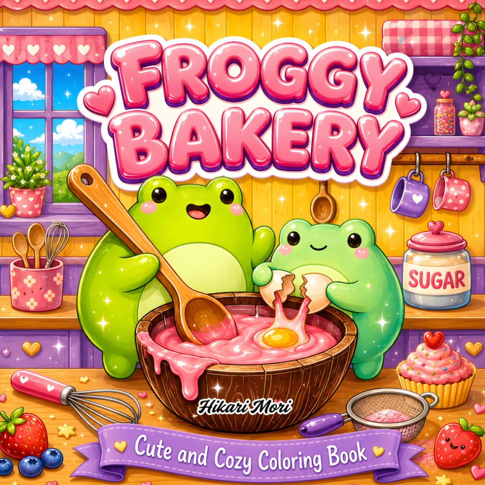 Froggy Bakery Coloring Book: A Cute and Cozy Coloring Book with Adorable Frogs, Sweet Treats, and Aesthetic Kitchen Scenes