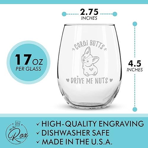 Miniatura 9 de On The Rox Drinks Regalos para perros para mujeres, juego de 2 copas de vino sin tallo de 17 onzas de Golden Hour  Regalos de garabatos dorados,