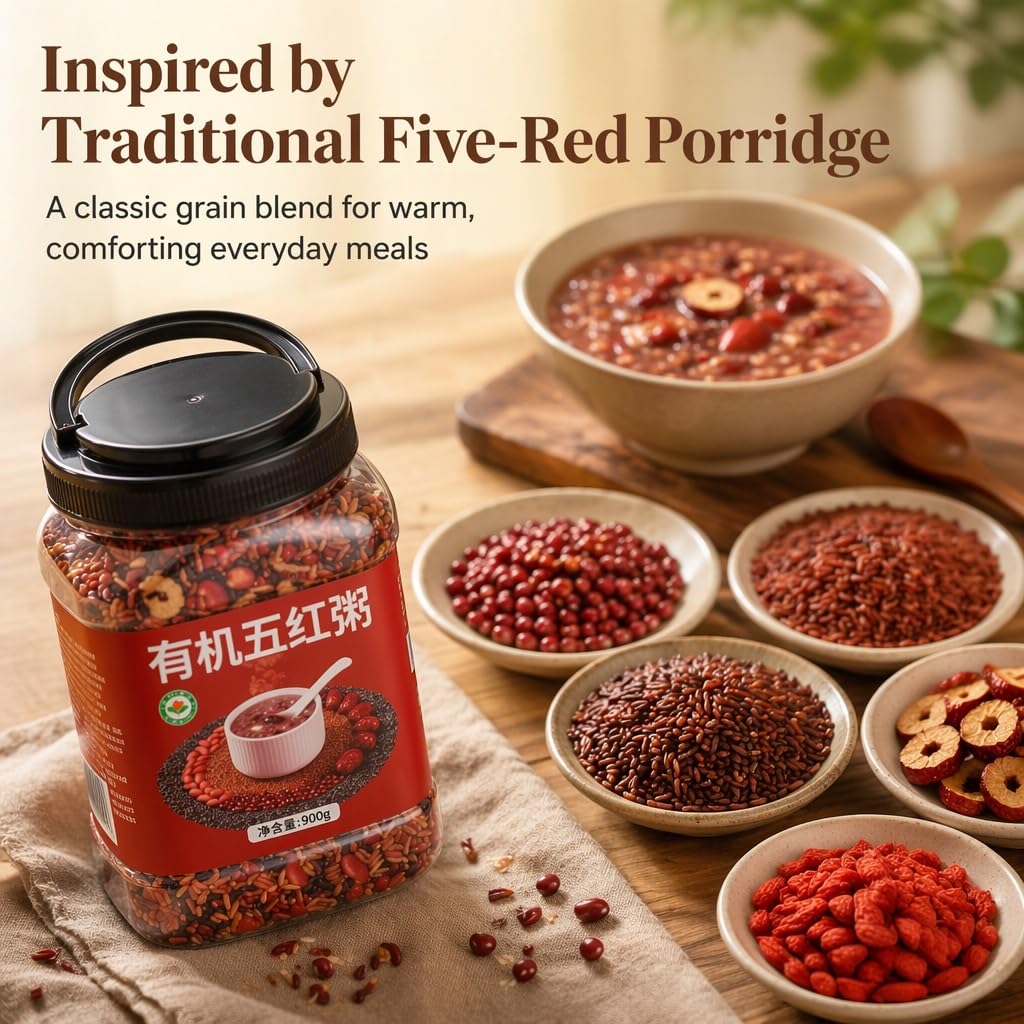 900 G De Mezcla Gachas Cinco Granos Rojos: For El Desayuno Sin Remojo, Receta Tónica Tradicional, Fáciles Cocinar For Un Saludable