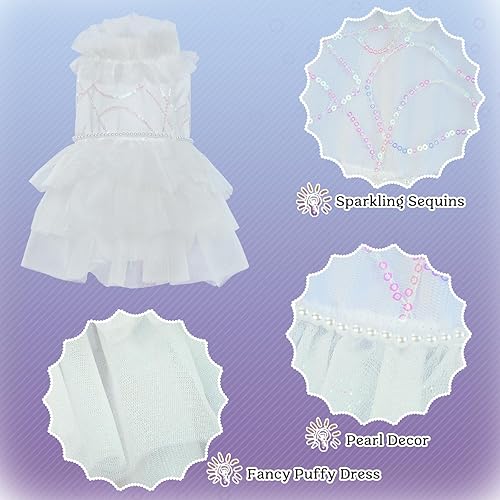Miniatura 4 de Lelepet Vestido para perro, vestidos para perros pequeños y niña, vestido para perro pequeño con decoración de perlas, vestido de boda para perro,