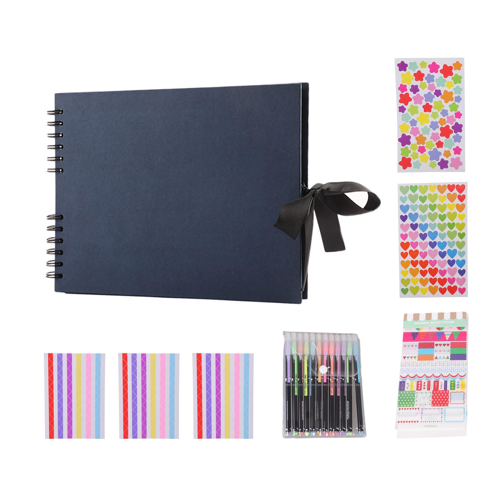 Book with 80 Pages and Accssories Scrapbooking Photo Album Ribbon Wedding Guest Book for Creative Projects Photo Album