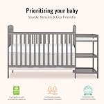 Dream On Me Anna 3-in-1 Convertible Full-Size Baby Crib & Changer with Storage in Steel Grey, GreenGuard Gold & BSA, Pinewood, Converts to Day & Toddler Bed, 3 Mattress Heights, 1″ Changing Pad