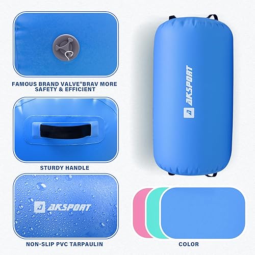 Miniatura 5 de AKSPORT Air Roller - Barril de aire de gimnasia para curvas traseras y muelles de espalda, entrenamiento de ejercicio con bomba de aire eléctrica