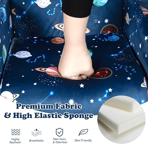 Miniatura 24 de HONEY JOY Sofá para niños, sofá plegable convertible 3 en 1 para niños y cómoda silla tumbona abierta para jugar, sofá plegable de espuma, regalo