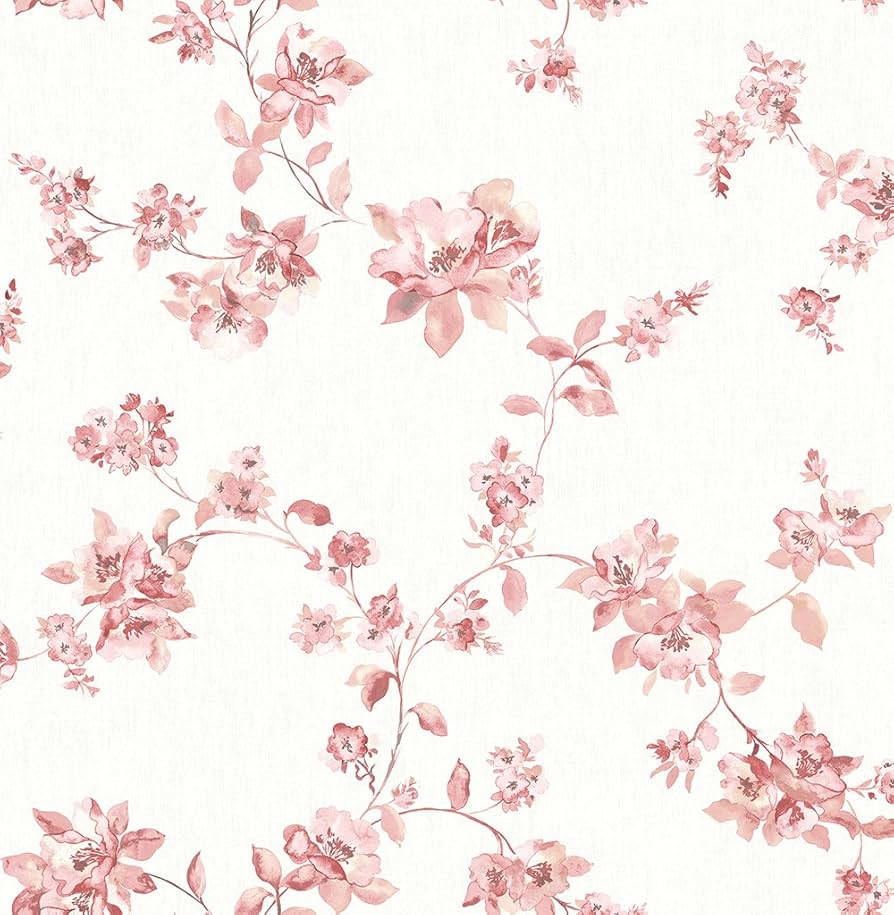 Chesapeake 3115-24483 Cyrus Floral Wallpaper, Rose, 56 Sq Ft