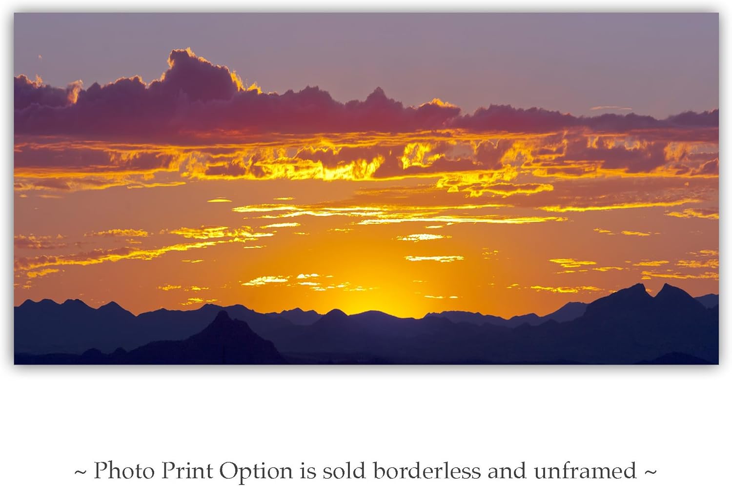 Desert Sunset Panoramic Photograph at Tucson Arizona as Living Room Wall Decor