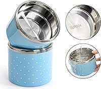 Vista 4 de Yopay Lonchera de acero inoxidable con aislamiento de 3 niveles, control de porciones, apilable para llevar, contenedor de almuerzo con bolsa