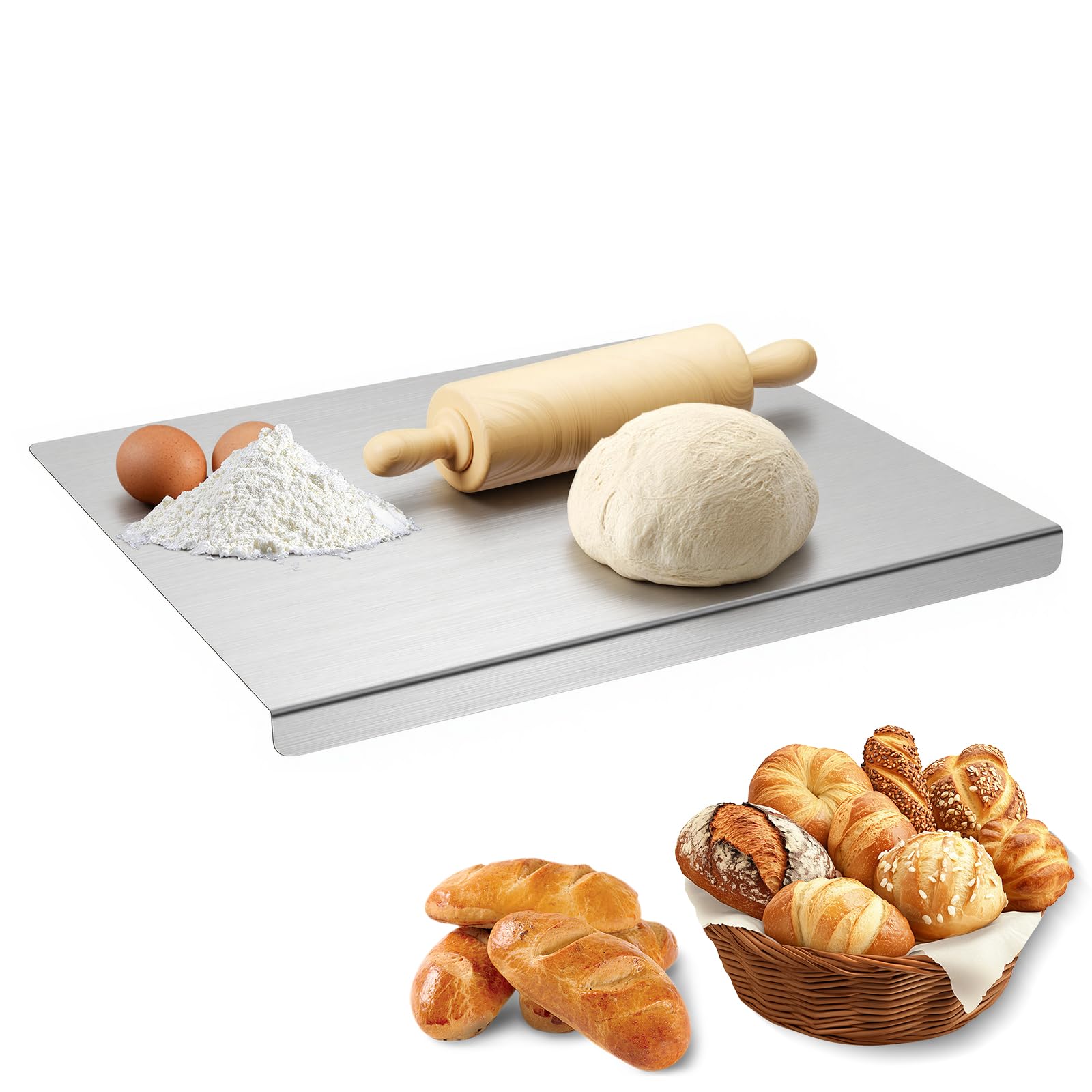 Planche à découper inox 30x40 cm en acier inoxydable brossé durable pour cuisine moderne