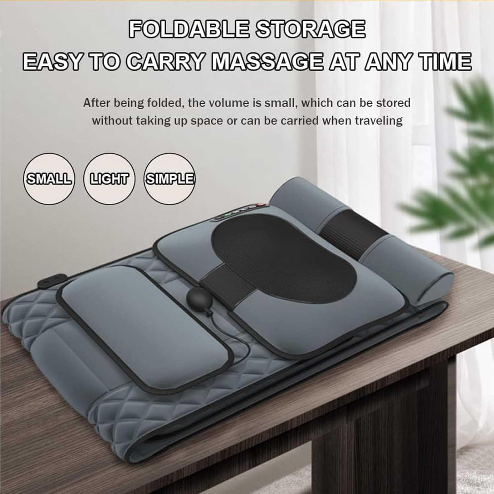 Cómoda esterilla de masaje con cojín de calor, cama de masaje de cuerpo completo con cojín de masaje cervical, dispositivos de masaje corporal para relajación muscular y alivio del estrés,