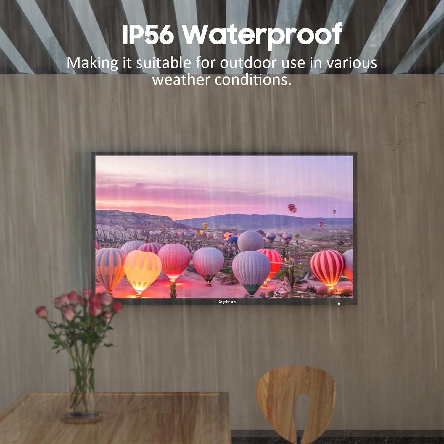 SYLVOX Smart Outdoor TV, 55 inch Outdoor Television Upgraded Google TV, 4K Weatherproof Outside TV, IP56 Waterproof, Google Assistant, Chromecast, 1000 nit Brightness for Partial Sun (Deck Pro 3.0)