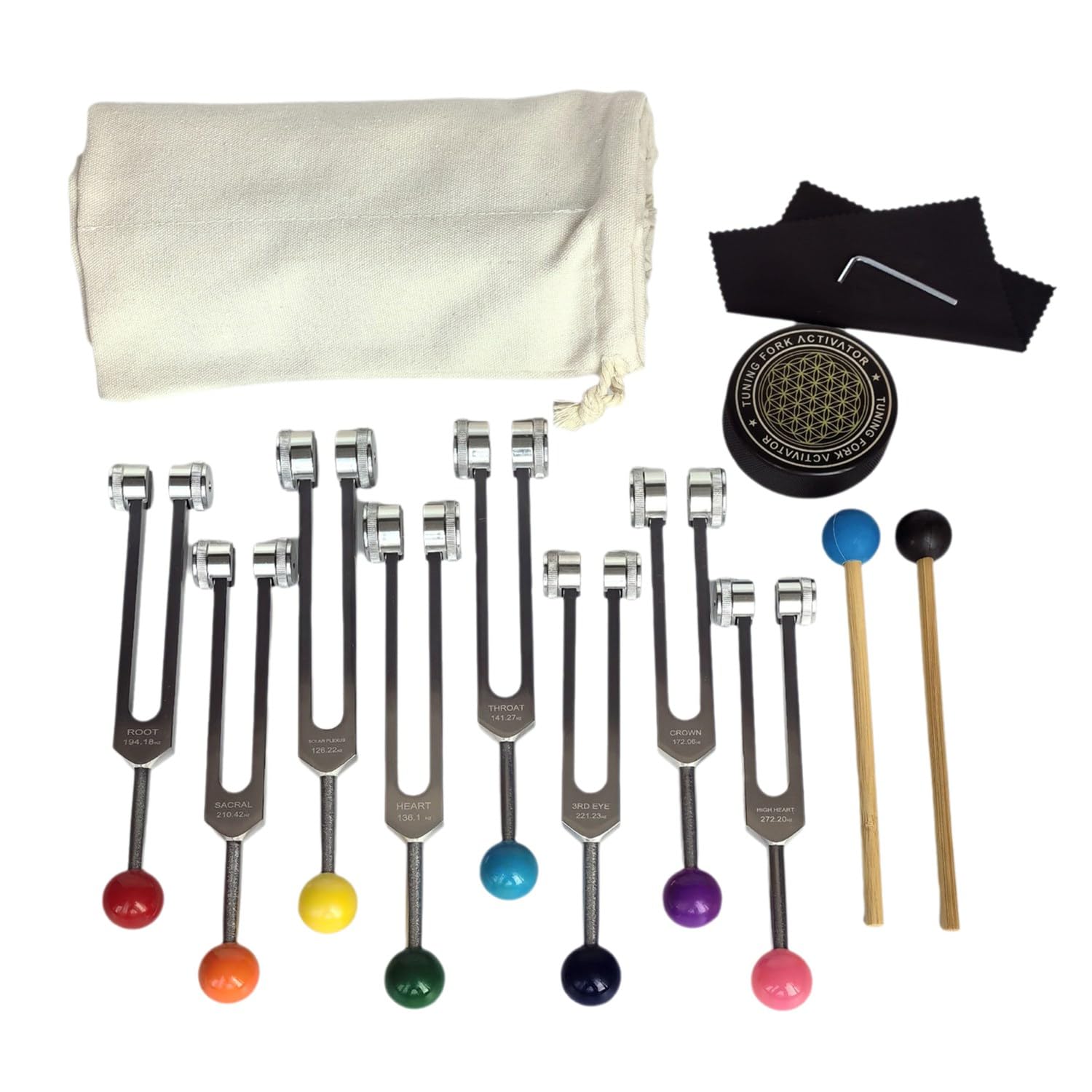 Breeshy Chakra-Stimmgabel-Set Zur Heilung, Stimmgabeln mit Stimmgabel-Aktivator Zur Heilung, Klangtherapie, Körperpflege