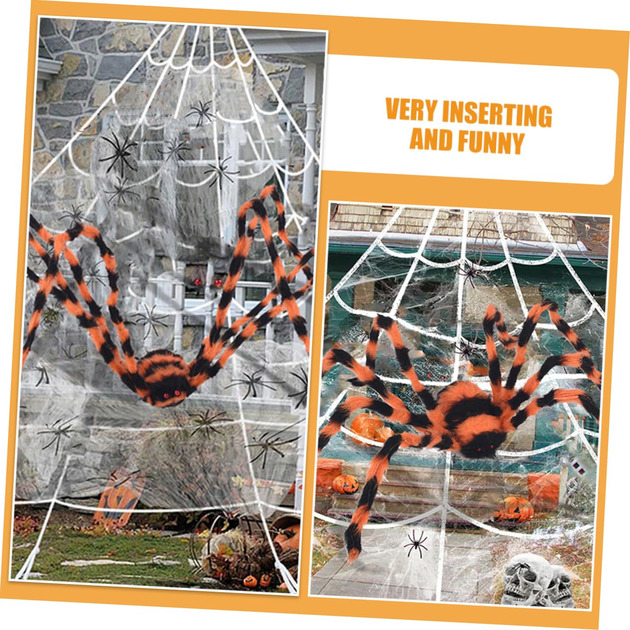 VICASKY 3pezzi Decorazione Gigante di Ragno Realistica per Halloween Accessorio Spaventoso per Festa Prank per Casa e Giardino Atmosfera Inquietante