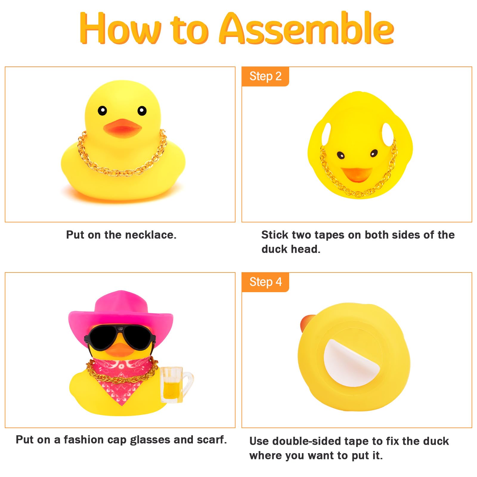 wonuu Rubber Duck Car Ornaments Funny Office Gifts Dashboard Decorations for Cool car Accessories with Cowboy Hat, Black