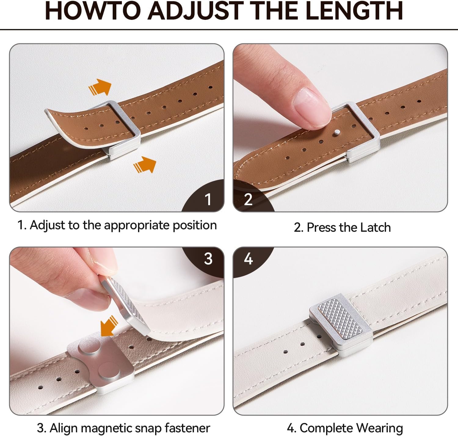 BESTSURE Magnetic Leather Band for Apple Watch Ultra 3/2/1 SE3/SE2/SE/Series 11/10/9/8/7/6/5/4/3/2/1, Durable Stylish Genuine Leather with Magnetic Buckle Apple Watch Band for Men Women - Image 5