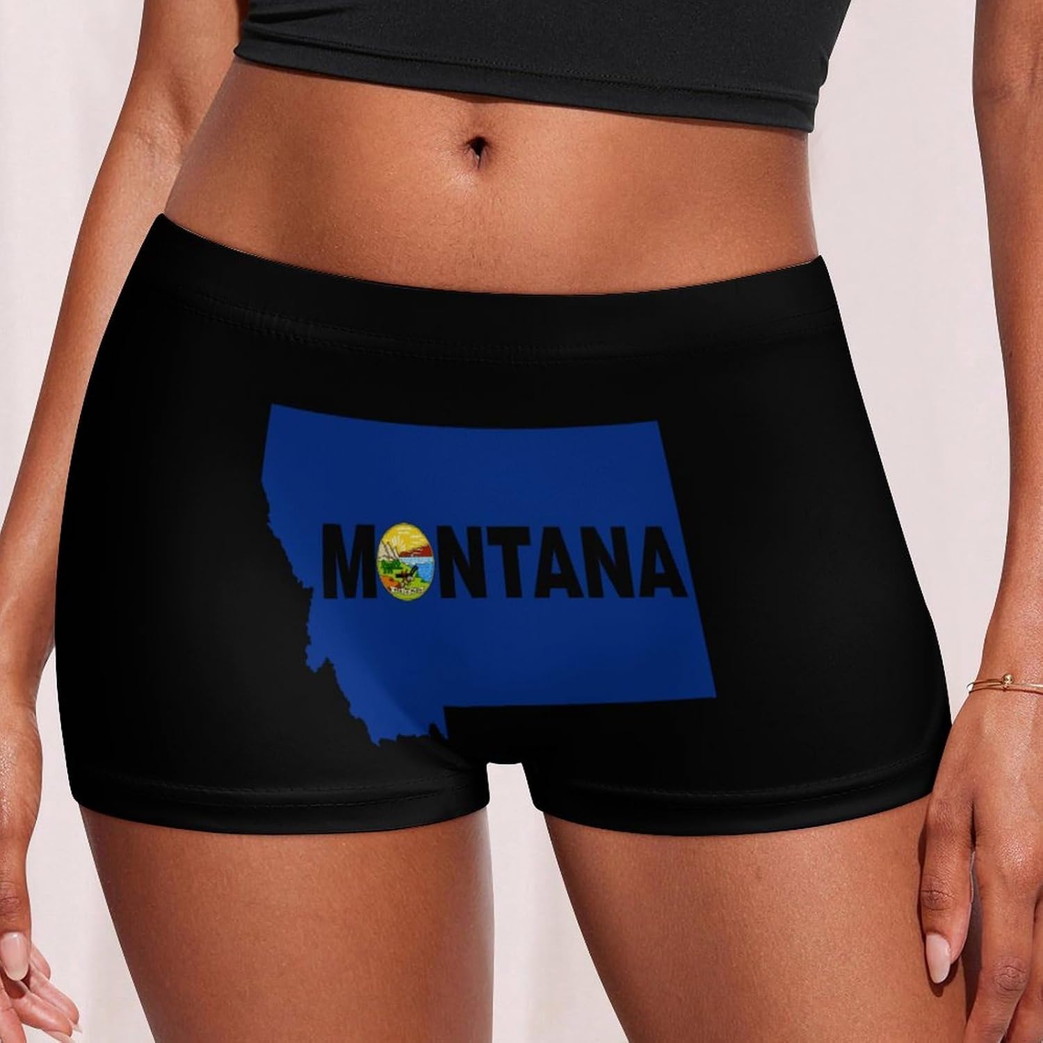 Montana1 State Map Flag Funny Women's Boxer Briefs Breathable Underpants Trunks Stretch Underwear