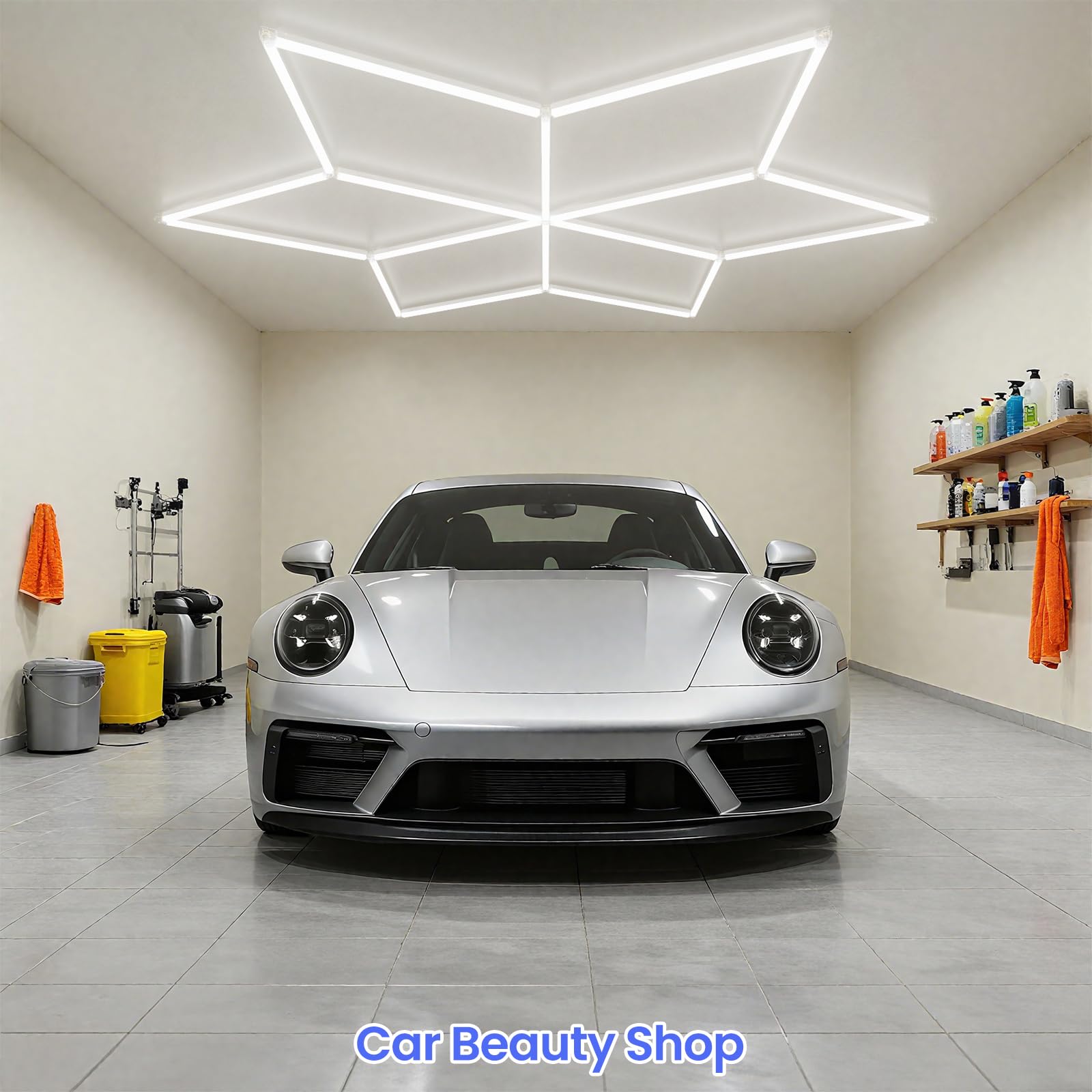 ALLYES Lot de 18 Spots LED Hexagonaux Pour Garage, 6500K, 117W, Blanc Flocon de Neige, à Poser au Plafond, Pour Garage, Entrepôt, Atelier, Salle de Sport, Salle de Réunion, Supermarché