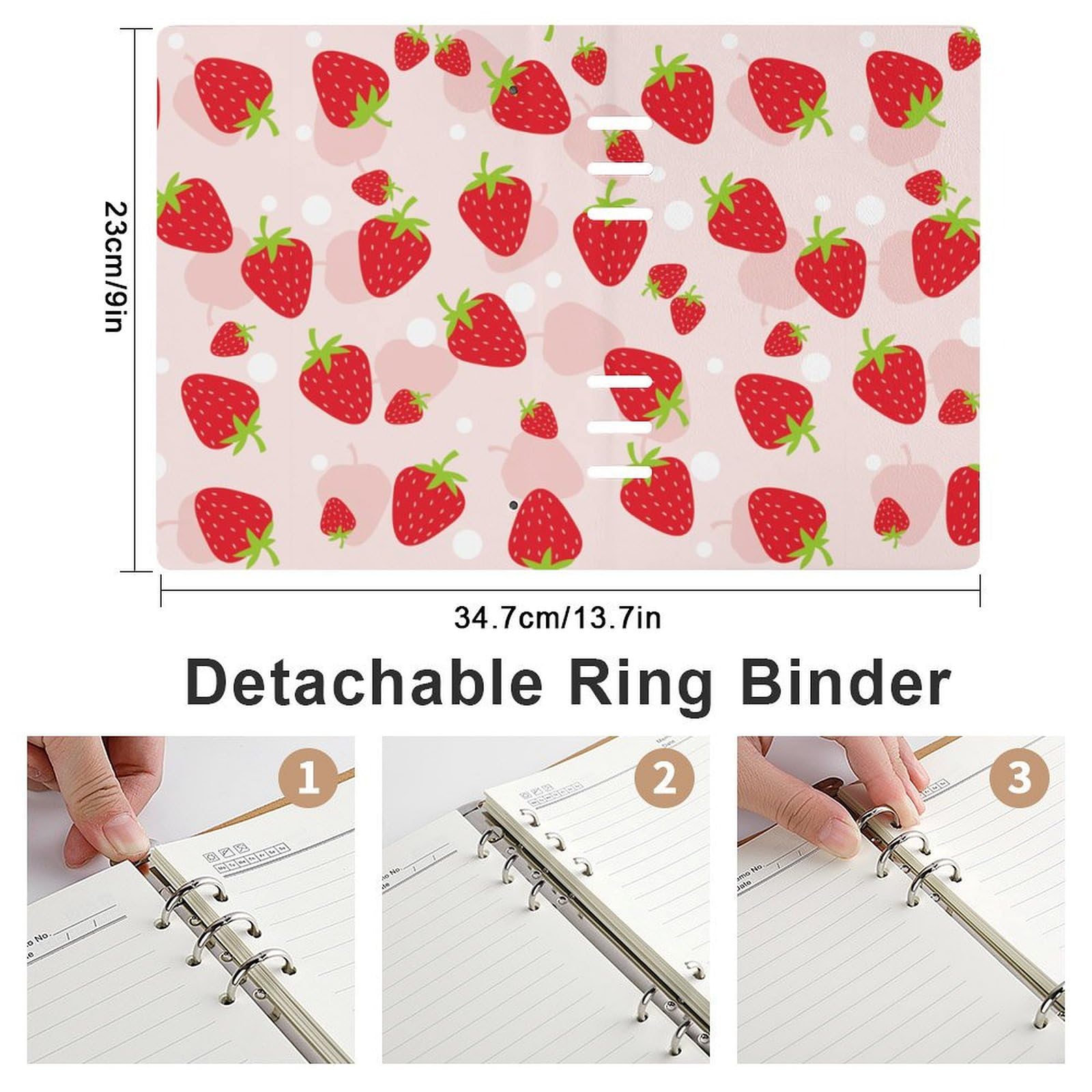 Amazon | ノート いちご柄 苺柄 イチゴ柄 システム手帳 ルーズリーフ
