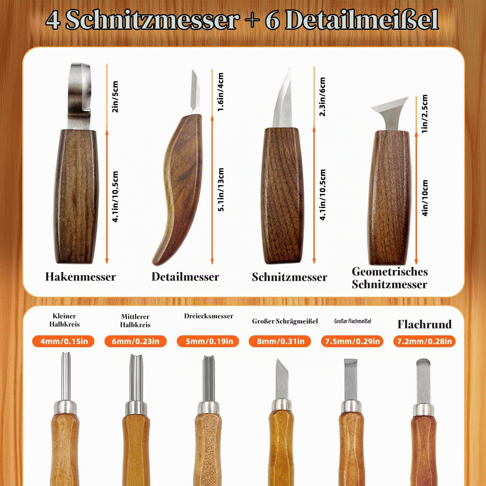 SNAIL GARDEN 23-teiliges Schnitzset für Anfänger mit Messern, Schleifzubehör, 3 Löffelrohlingen & Aufbewahrungstasche – Holz Schnitzwerkzeug Set für Erwachsene