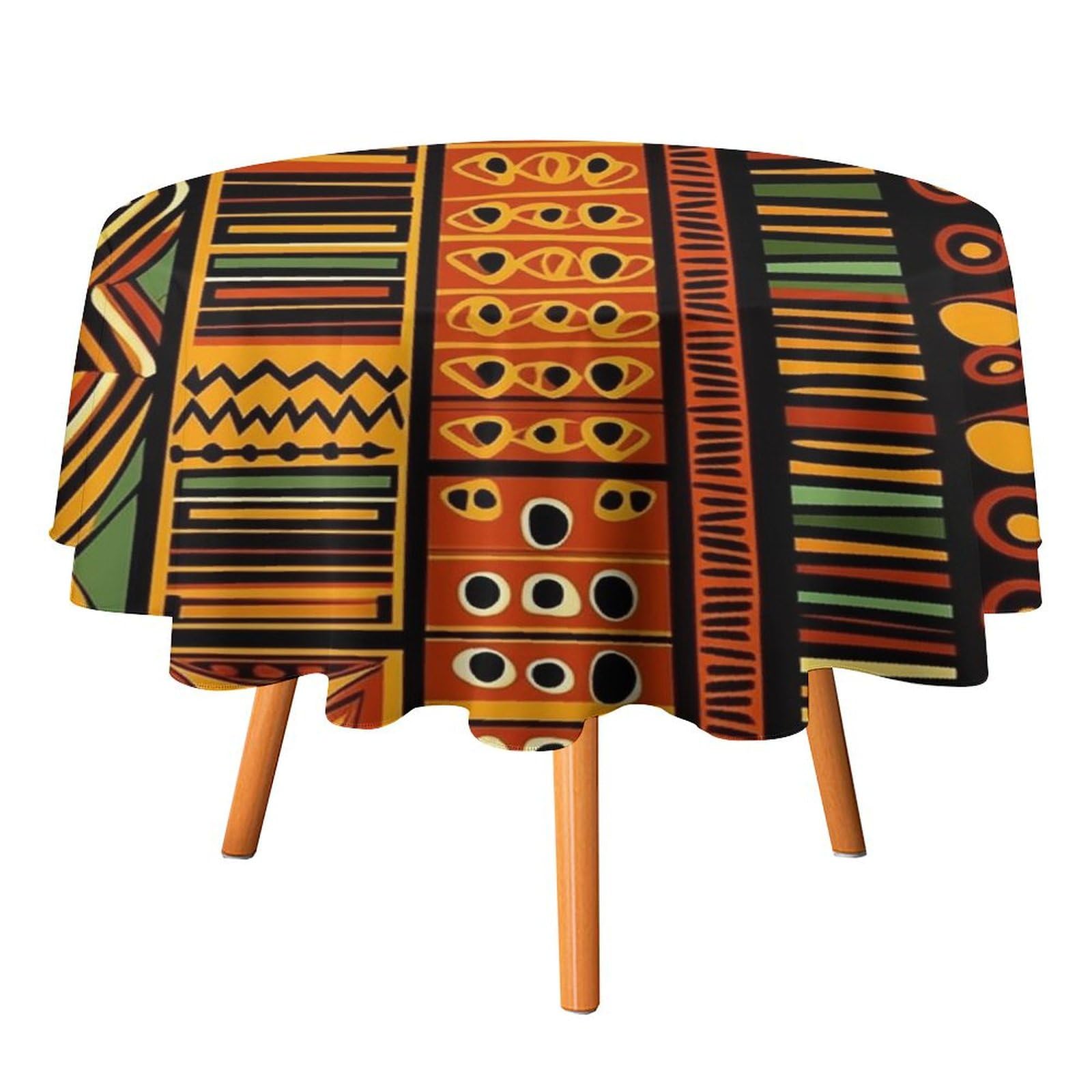 Nappe africaine ronde pour pique-nique et fête de famille, nappe lavable 152 cm de diamètre