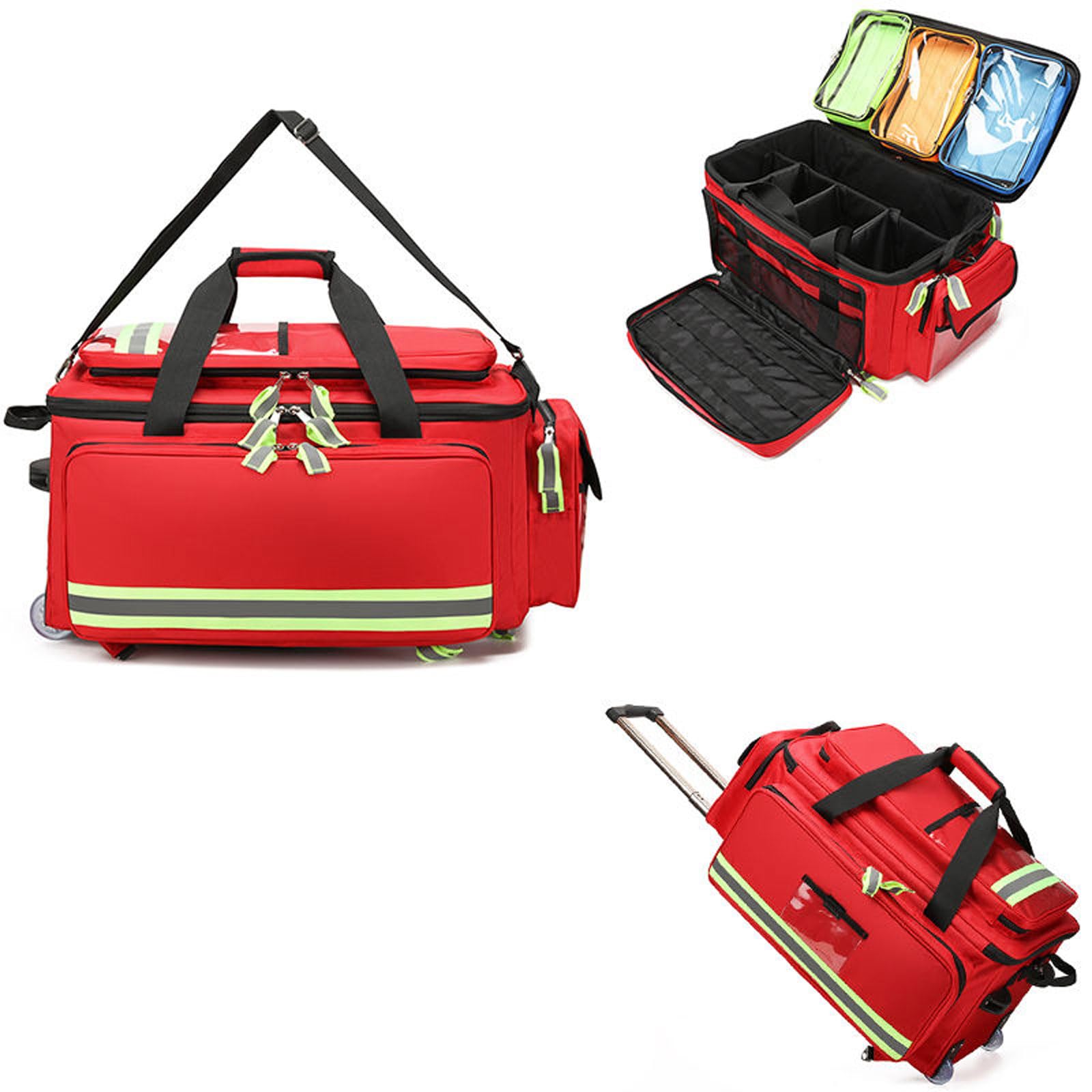 Bolsa De Primeros Auxilios Portátil, Bolsa Médica De Gran Capacidad con Ruedas, Interior Multibolsillos, Patas Antideslizantes, Mochila Médica De Emergencia para El Hogar Y La Clínica