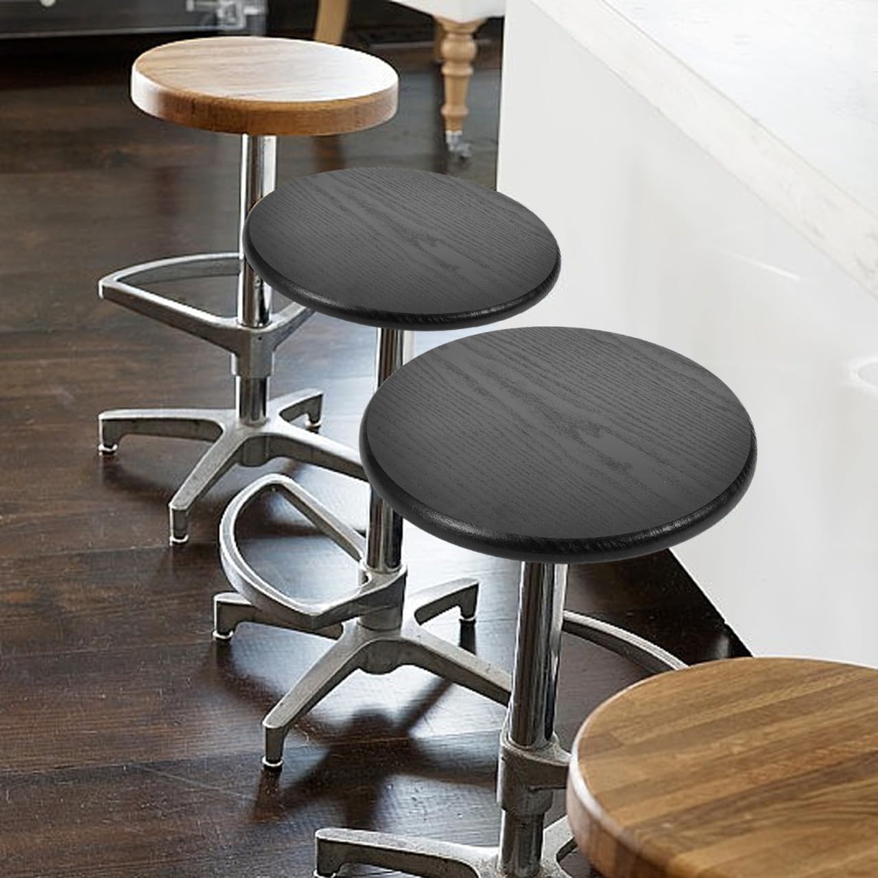 ORFOFE Round Bar Stool Seat Replacement Solid Wood Stool Top with Iron Strip Reinforcement Easy Install Barstool Seat Replacement for Kitchen Dining Chairs 11. Round