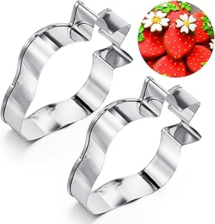 Giantree 2 Pack Strawberry Cookie Cutter, 3.15" Stainless Steel Fruit Cookie Cutters Set Strawberry Fondant Biscuit Cutter...