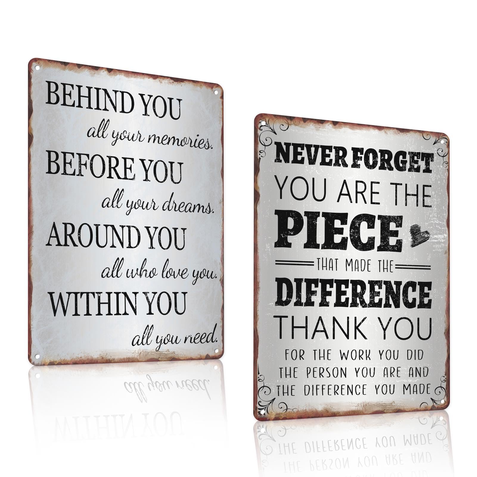 Inspirational Quote Office Desk Tin Sign Set, 12x8 Inch