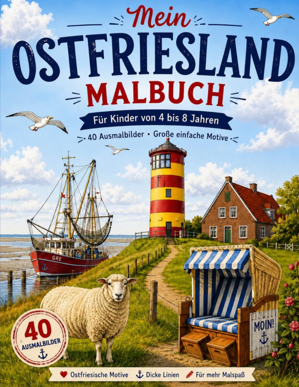 Mein Ostfriesland Malbuch: Für Kinder von 4 bis 8 Jahren