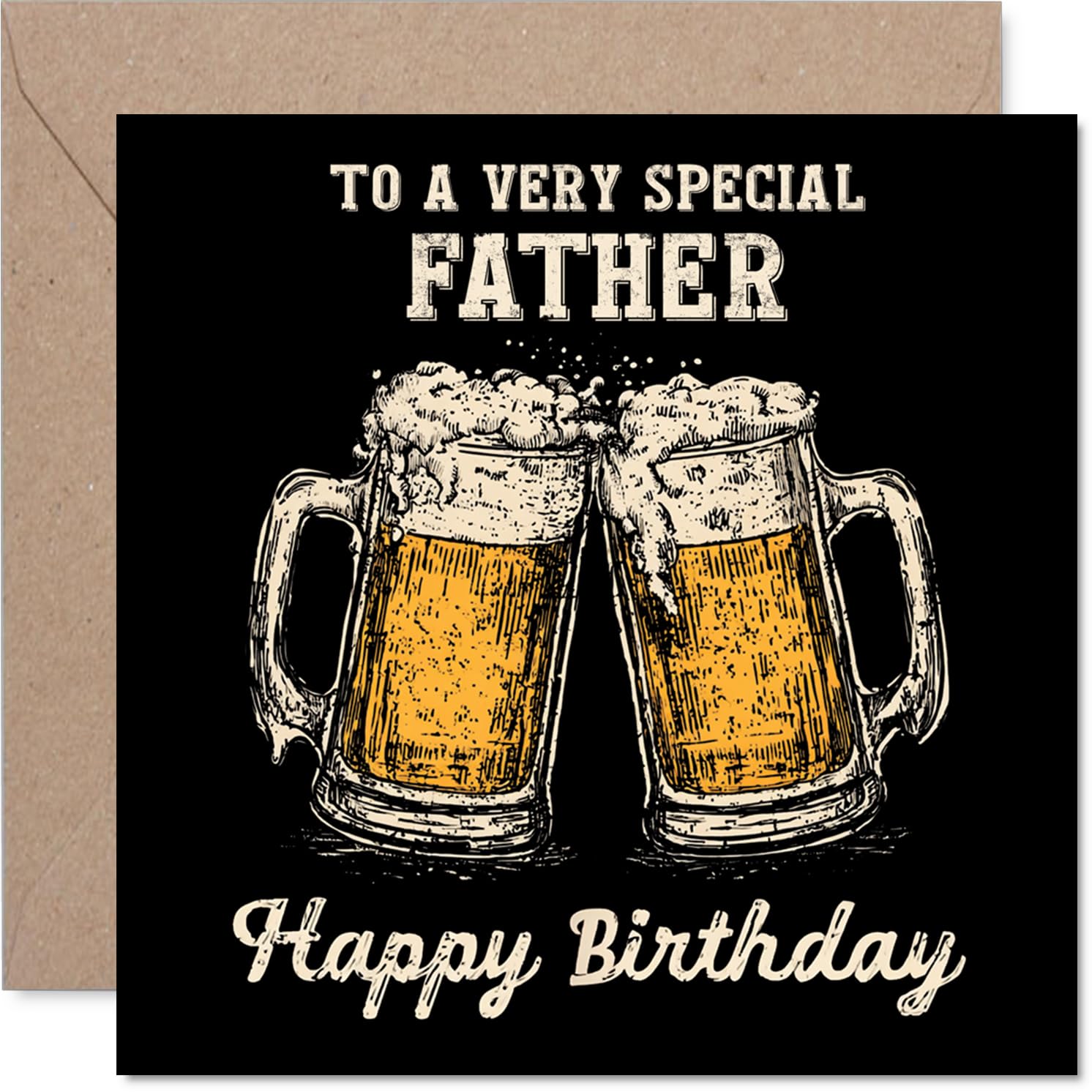 Father Birthday Card - Bday Beer - Happy Birthday Card for Father from Son Daughter, 145mm Cheers Beer Greeting Cards