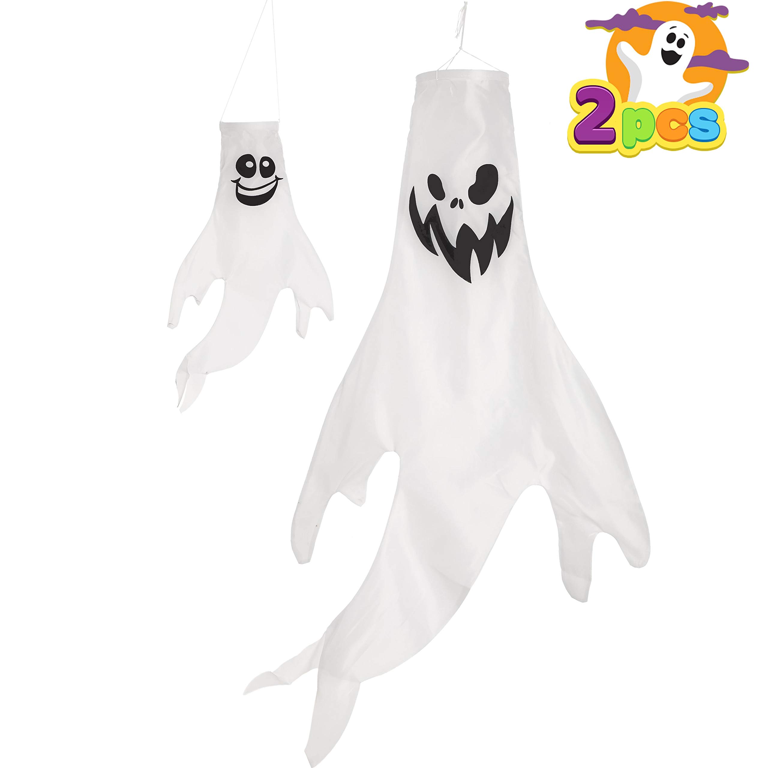 Halloween Ghost Windsock 2 Sizes(43", 18"), Halloween Hanging Decorations for Indoor Outdoor