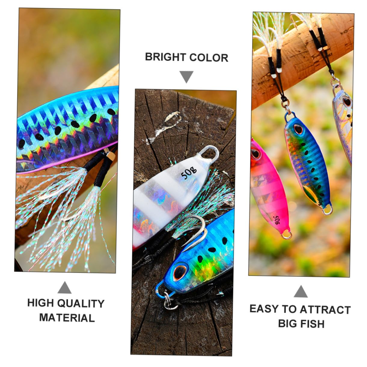 Abaodam Señuelos de Pesca Metálicos Diseño Reflectante y Forma de Pez, Sistema de Transferencia de Gravedad, Pack de 5 para Pesca al Aire Libre