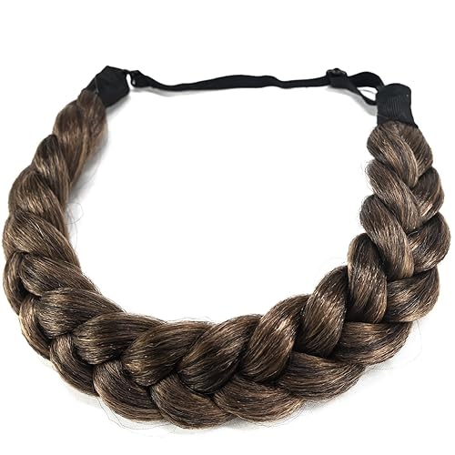 Miniatura 10 de TOECWEGR Diadema trenzada clásica gruesa y gruesa trenzada, elástica, sintética, con hebilla