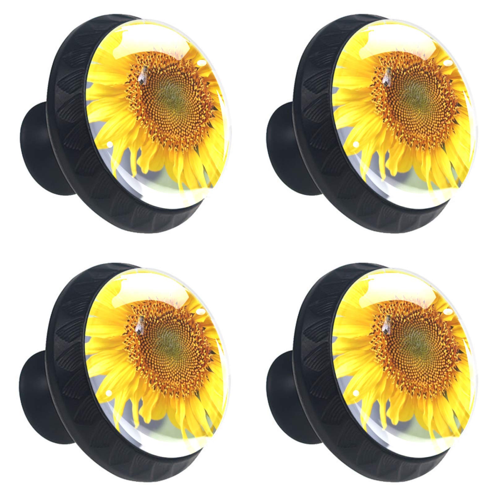 Bouton de tiroir tournesol design multicolore jaune pour poignée de meuble