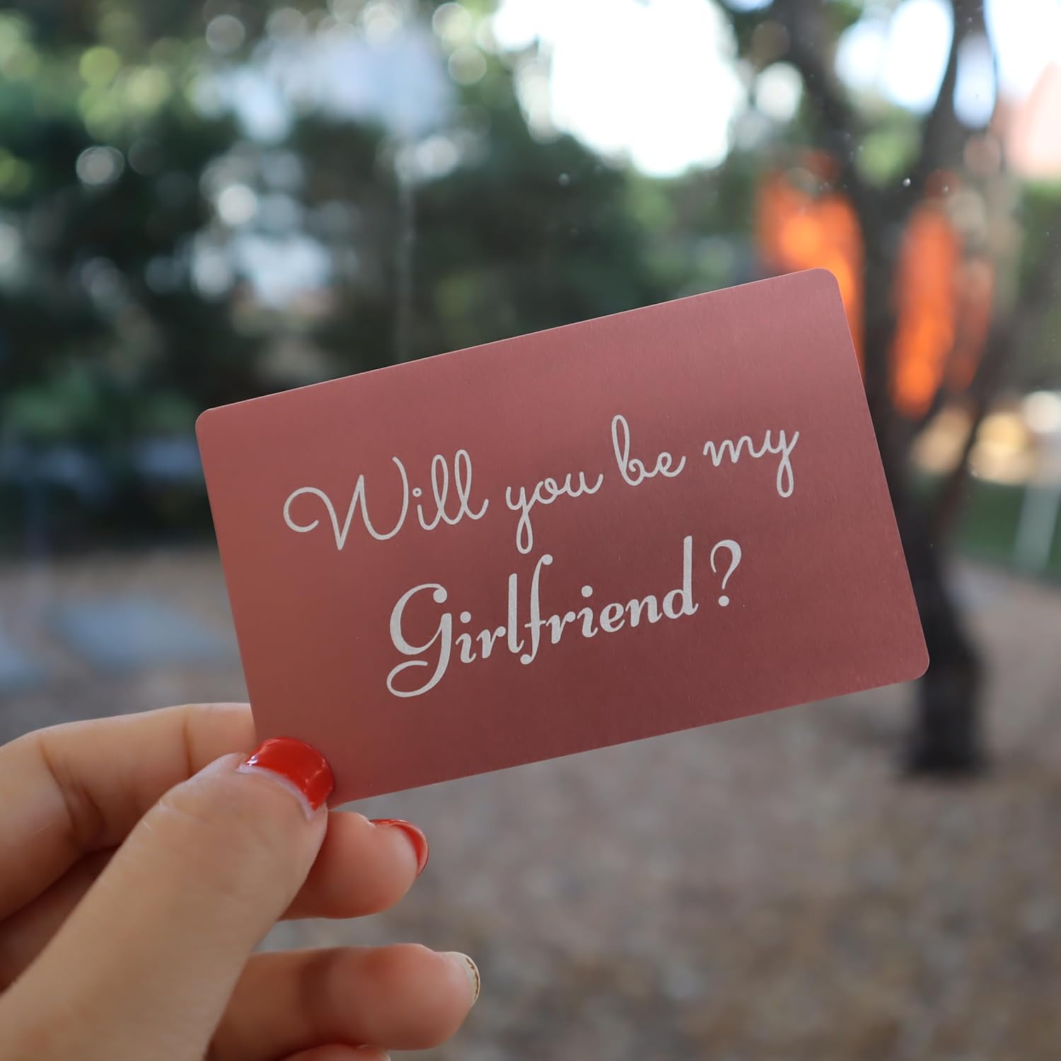 Will you be my Girlfriend? A Heartfelt Proposal for the one you love | love message Aluminum Pink card with elegant envelope (Pink with Forest Green Envelope)