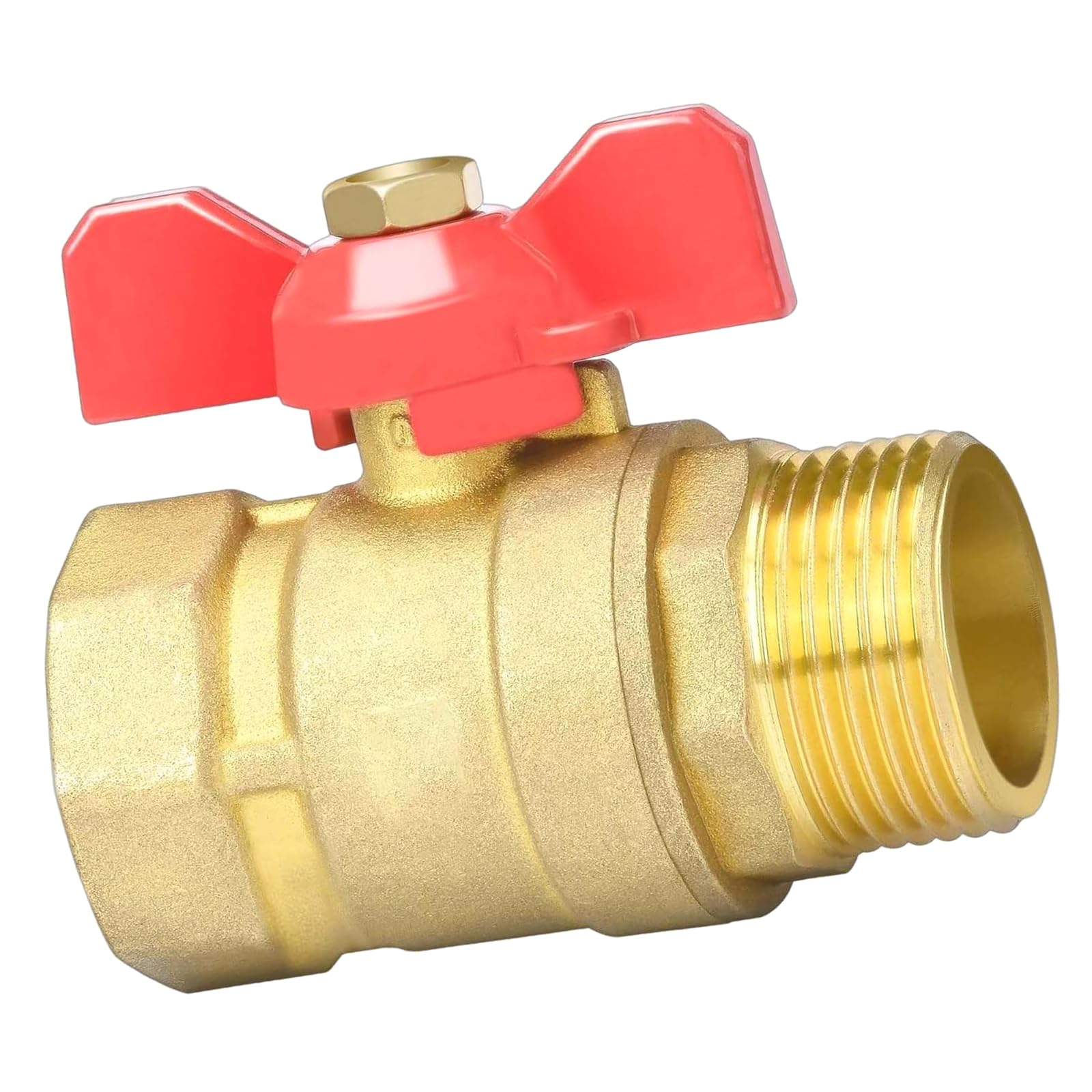 1inch Male Female Thread Connector Brass Ball Valves Water Pipe Fitting Shut Close Valves with Butterfly Handle Enduring Garden Watering Irrigation Copper Coupler