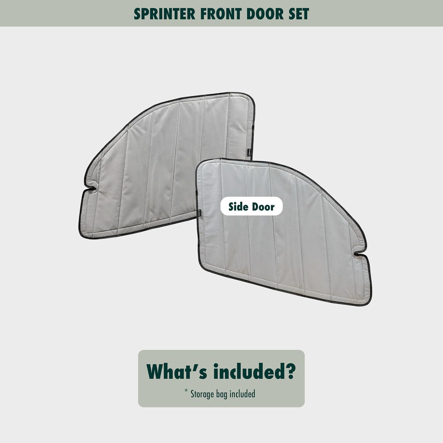 Redpoint Vanture Insulated Blackout Front Door Window Cover (Pair) for Mercedes-Benz Sprinter Vans (2019–Present) – Compatible with VS30 Models - Light Grey