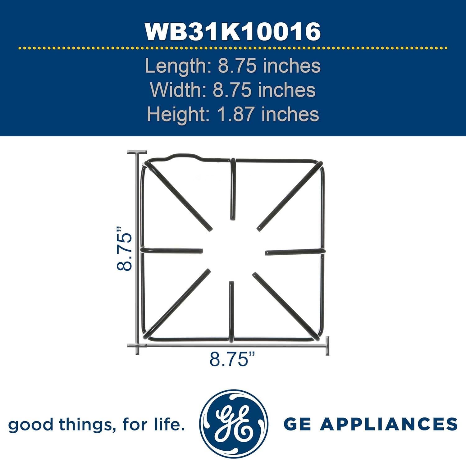 GE WB31K10016 Genuine OEM Burner Grate (Black) for GE Gas Ranges
