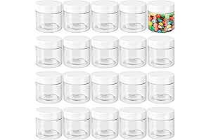 20 Pack 2 Oz Clear Cosmetic Containers with White Lids