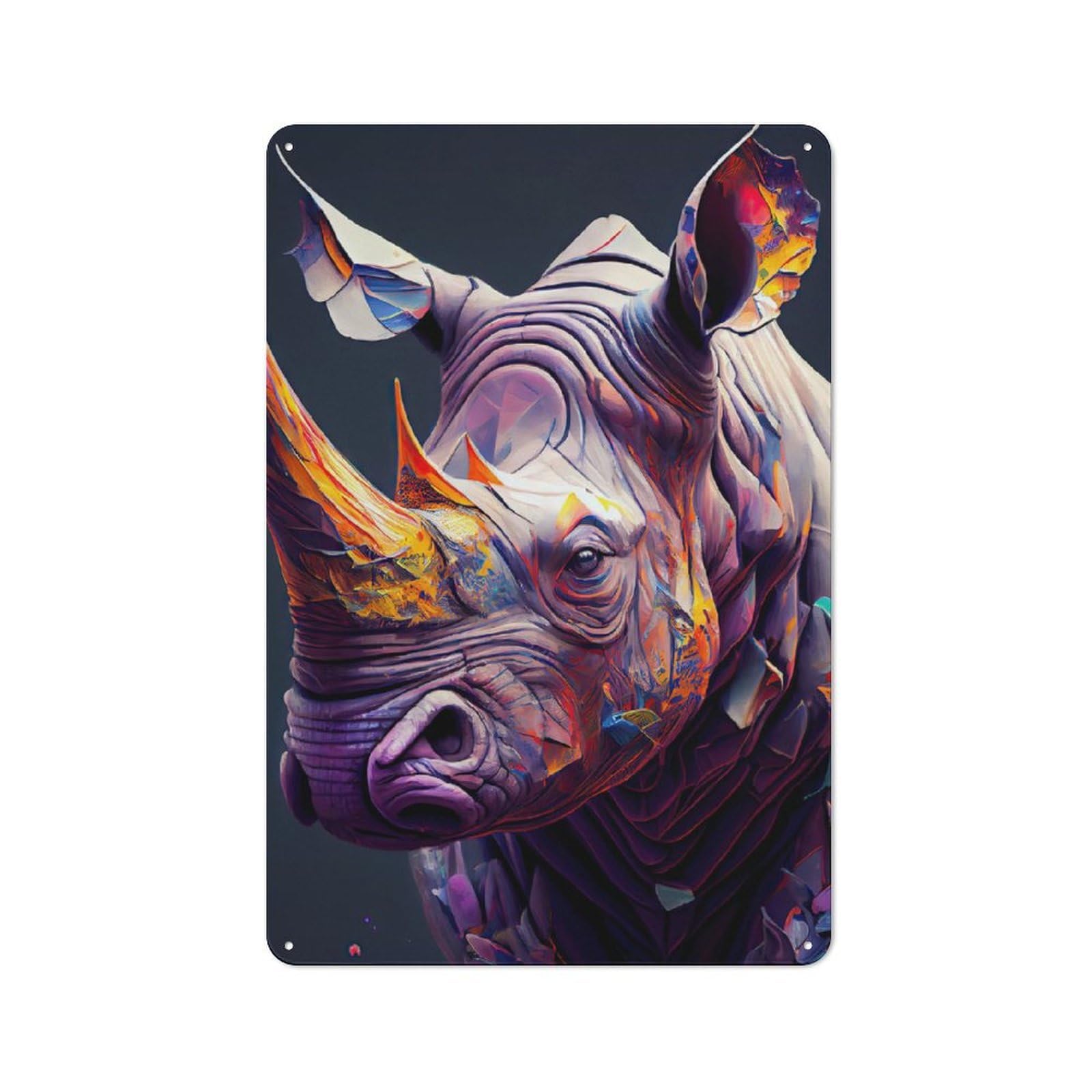 Junmoney The Shy Rhino Clean Industrial Decorative Metal Plaque 30X20cm, Loft Wall Plaque For Modern Home, Workshop, Office Or Cafe