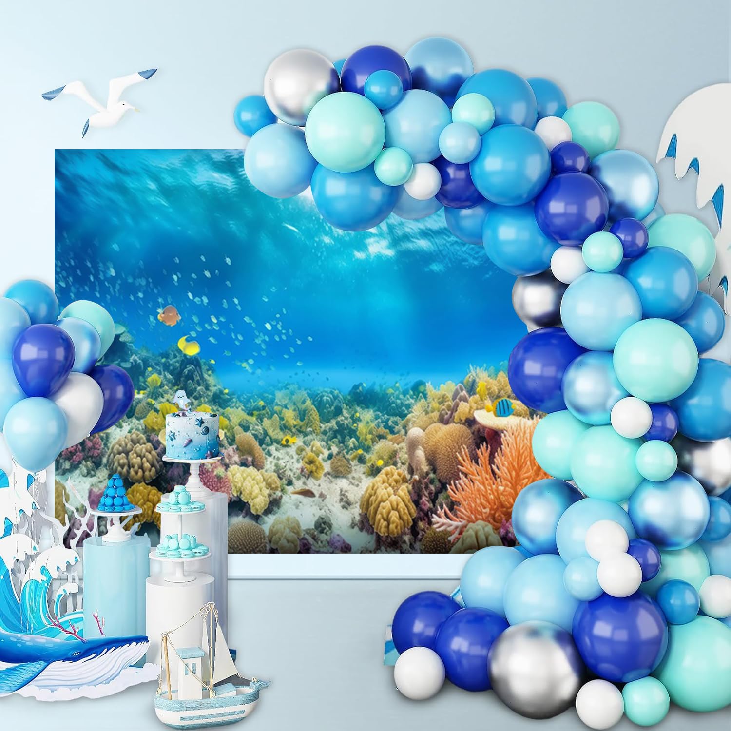 3x2m Sfondo sotto il mare mondo subacqueo pesci tropicali corallo luce del sole fondale fotografico Baby Shower bambini compleanno decorazioni festa Banner Photo Booth Props