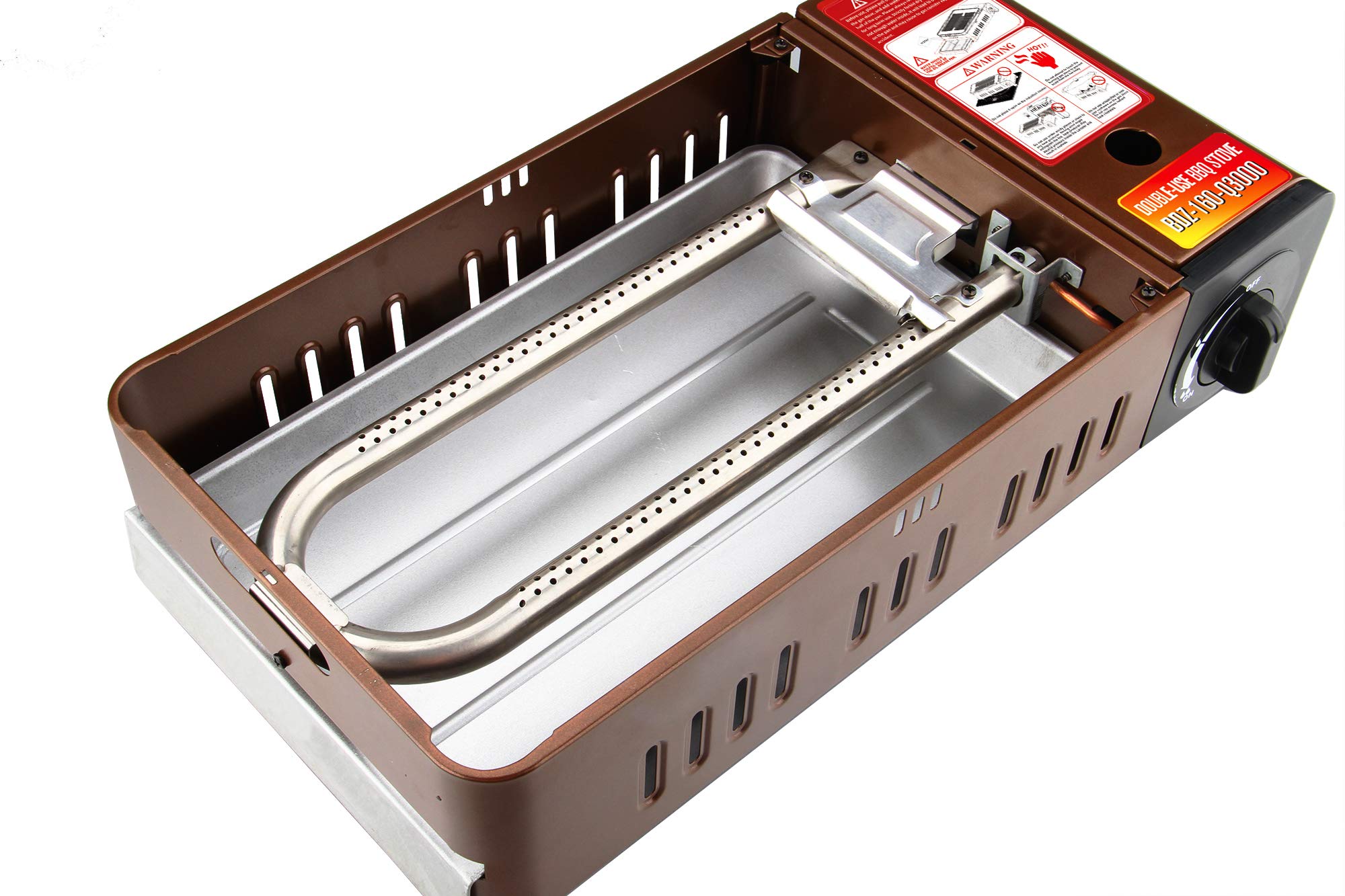 IMEX Camping BBQ grill gazowy, przenośny grill stołowy z nakładkami, kratka grillowa 2200 W