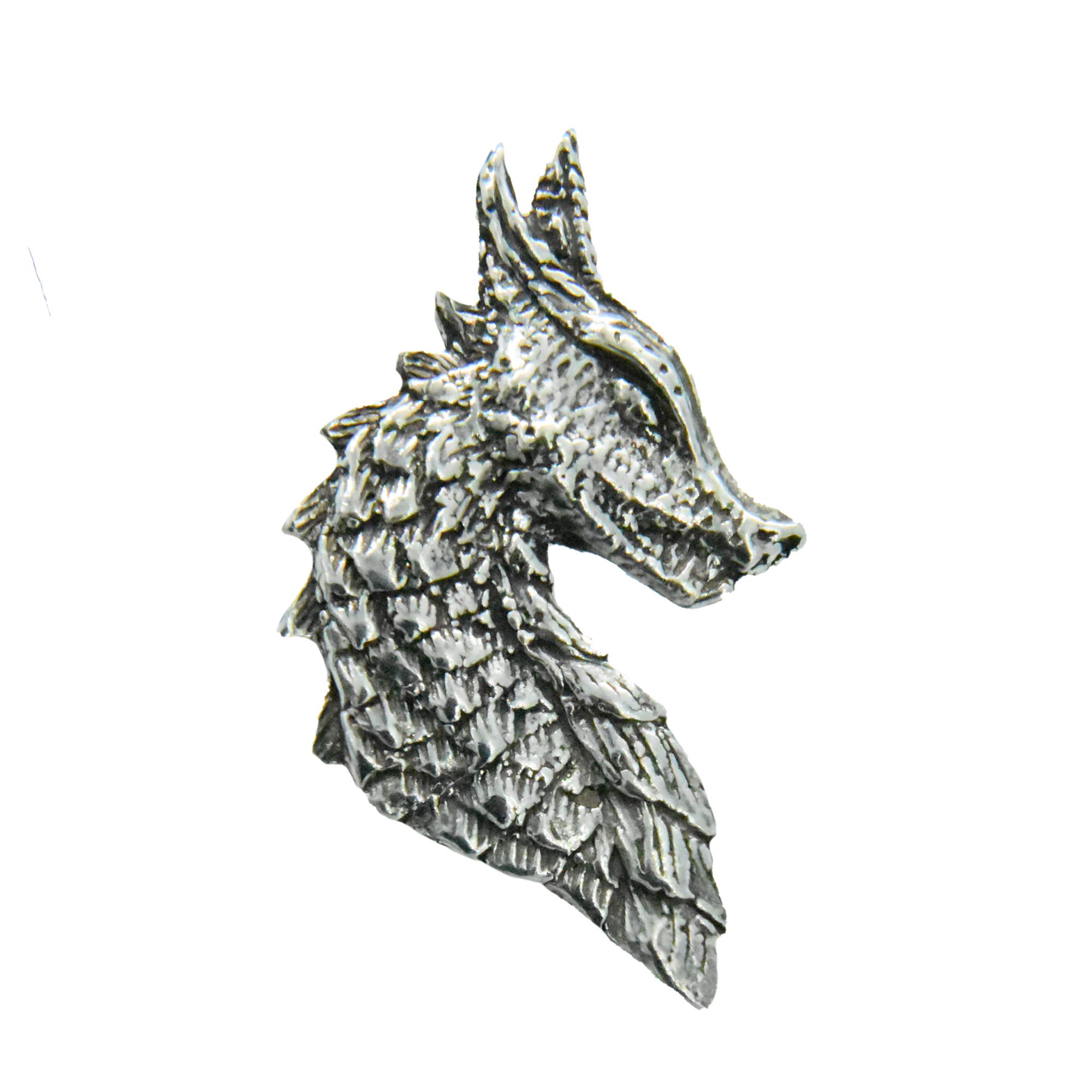 Antique Pewter Dragon Head / 3/4 View Pin G011A