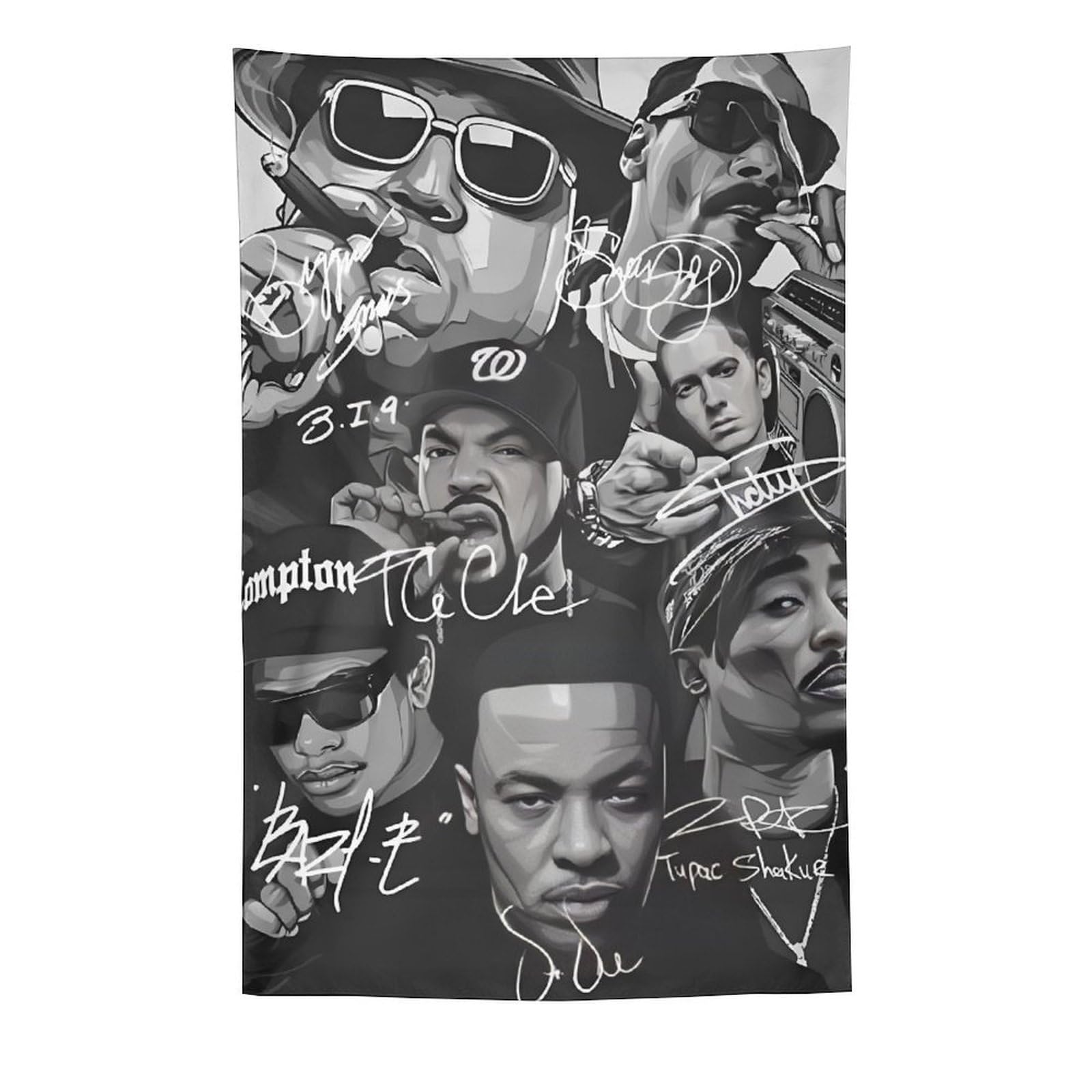 Poster da parete con motivo cantante rap hip hop con stelle (25), arazzo da parete, arazzo da parete, decorazione per soggiorno, camera da letto, 152,4 x 228,6 cm