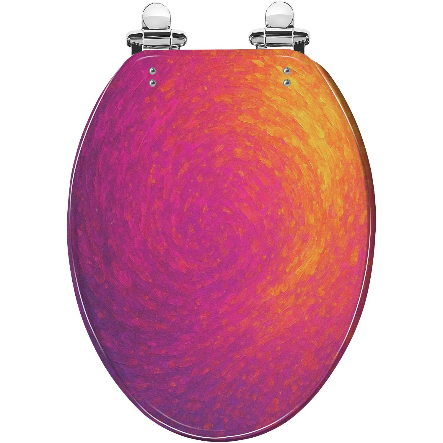 Elongated Toilet Seat purple blue red orange yellow paint spatter Resin Toilet Seat Quietly Close Quick Release Hinges with Cover Bumpers Decorative Easy to Install Clean