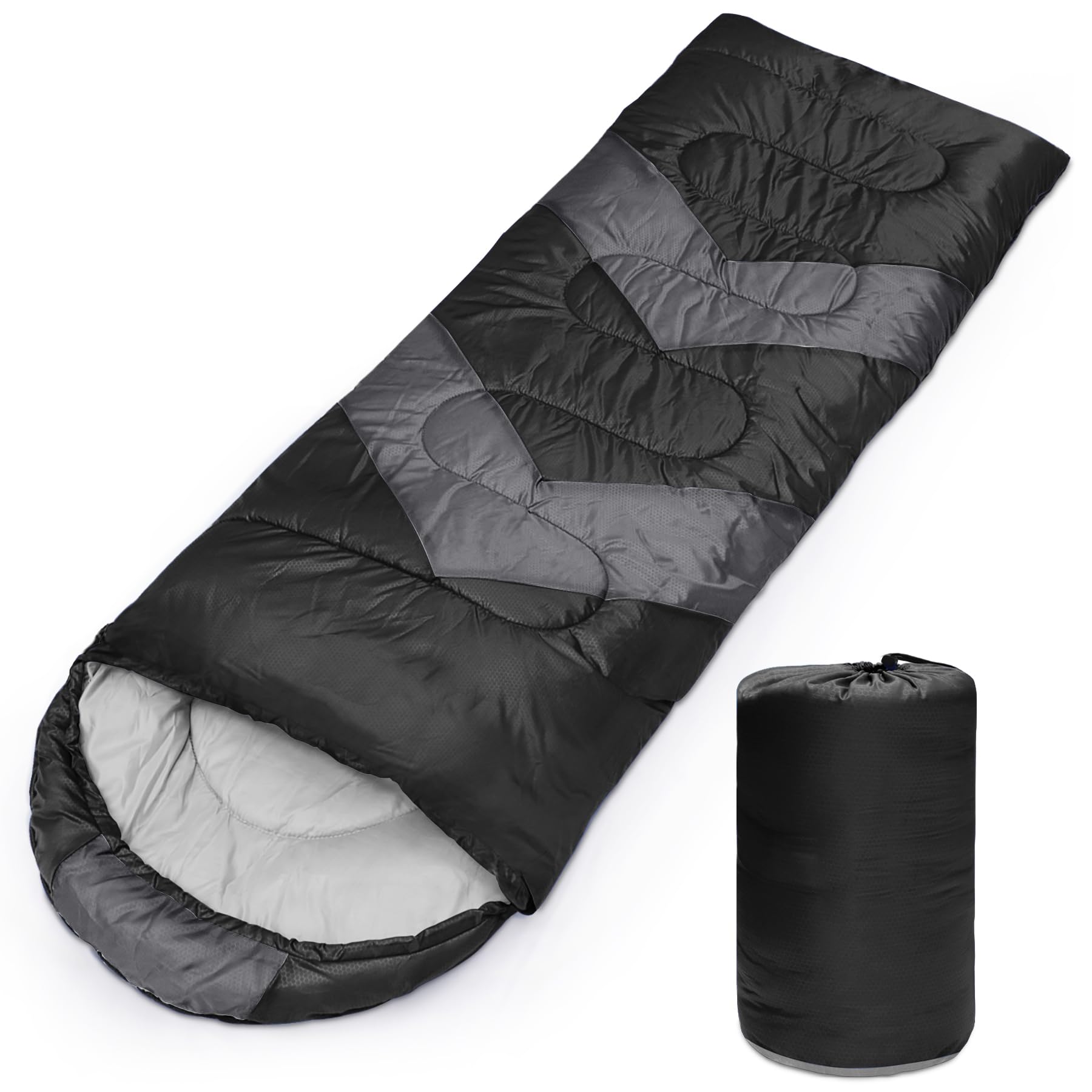 Sleeping Bag for Adults & Kids 3-4 Season Warm Weather and Winter Lightweight, Waterproof for Teens, Men's Indoor & Outdoor Camping/Traveling/Hiking, Black Grey-image-37