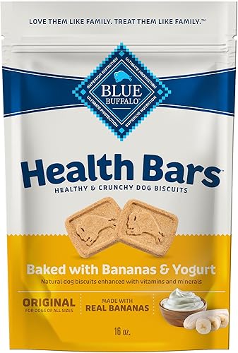 Blue Buffalo Health Bars Natural Crunchy Dog Treats Biscuits, Banana & Yogurt 16-oz Bag