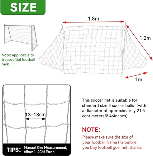Miniatura 2 de Redes de fútbol, red de fútbol para niños para reemplazo de portería de fútbol de 6 pies x 4 pies