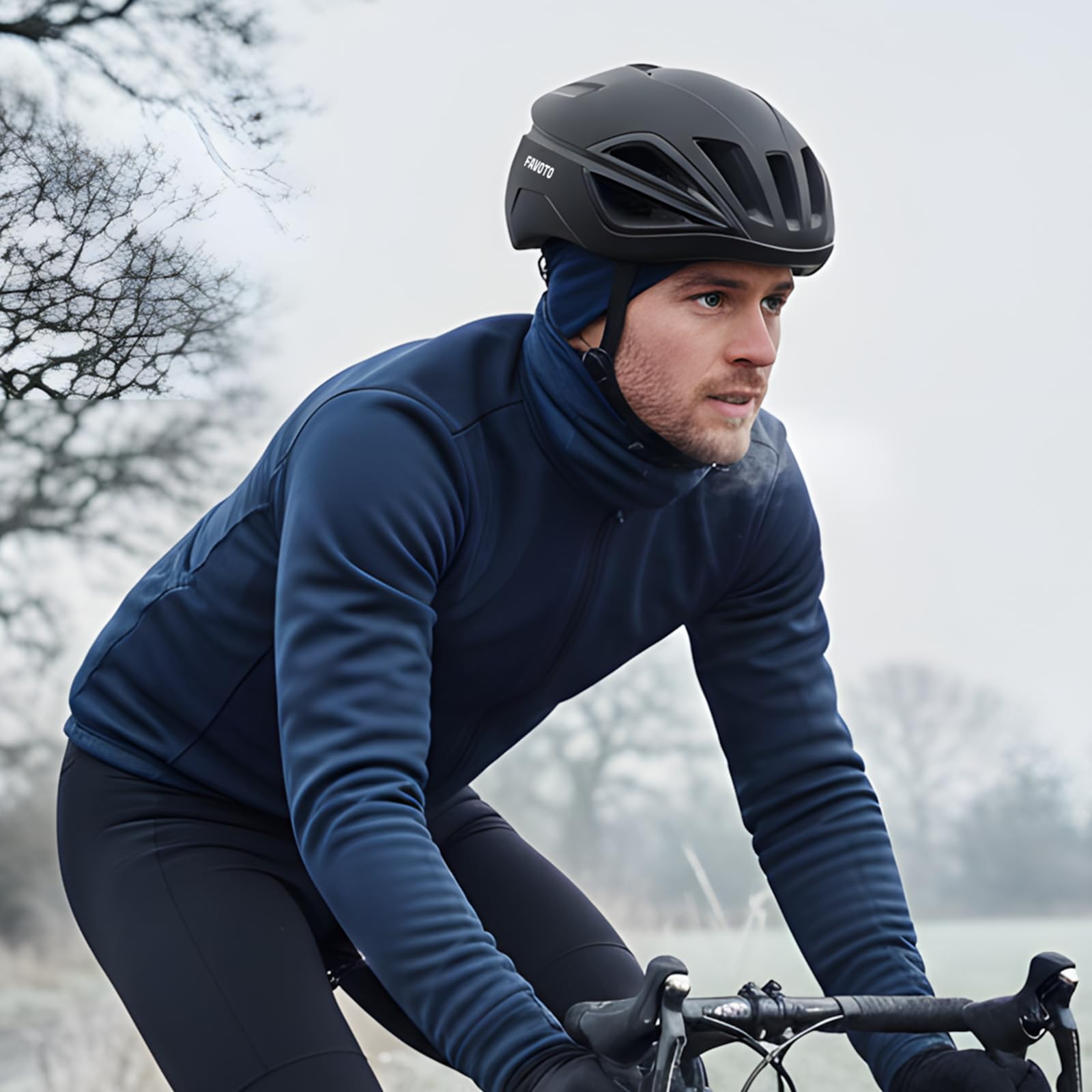 Favoto Kask rowerowy dla dorosłych mężczyzn i kobiet – lekki, stabilny i regulowany, z materiału EPS z 15 otworami wentylacyjnymi, wyściółka wewnętrzna zdejmowana, matowa czerń, rozmiar L (59-61 cm)