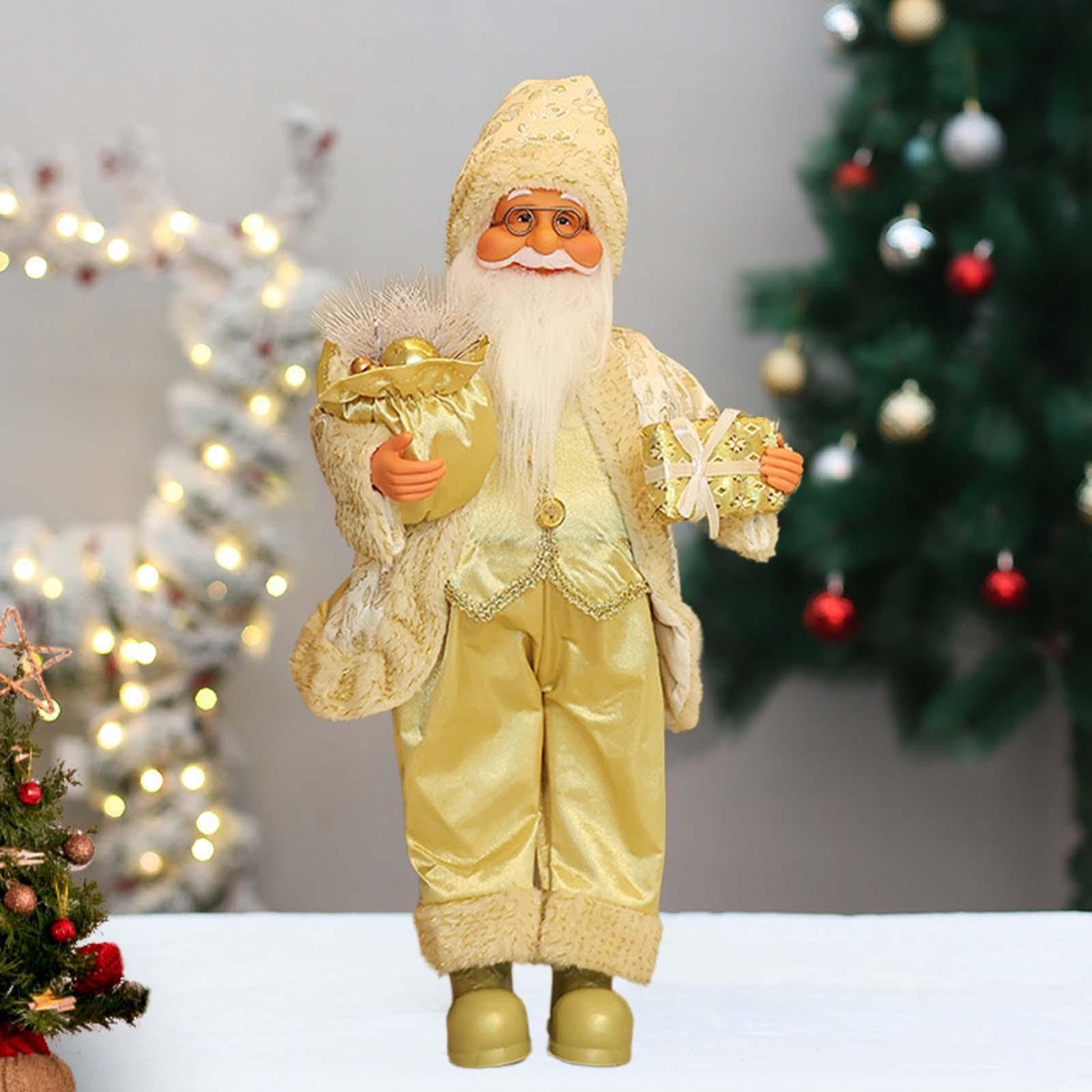 Figura de Papá Noel, Muñeco de Papá Noel, Decoración Navideña de Pie para La Fiesta de Navidad, Figura de Papá Noel para El Dormitorio, Amarillo, Individual