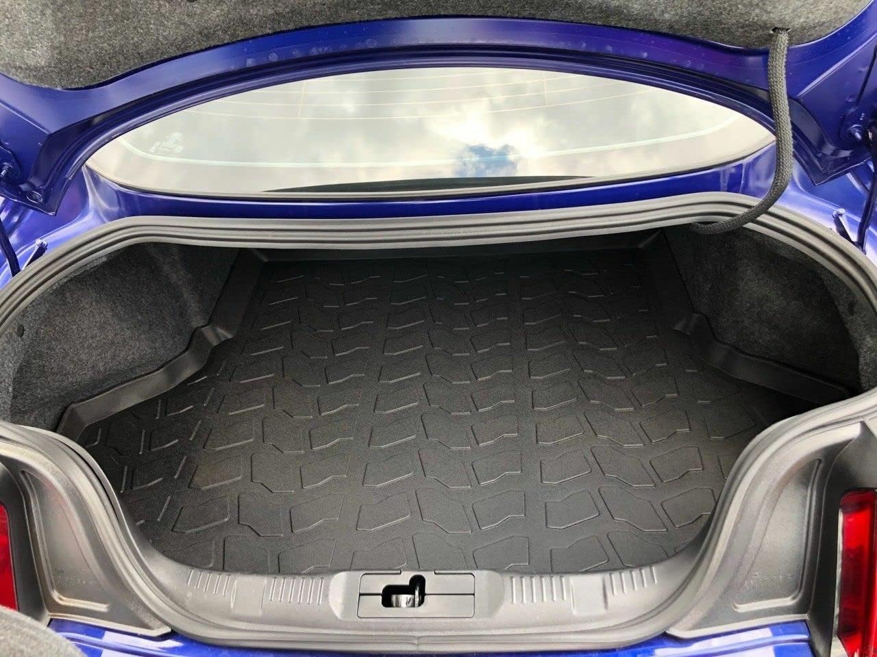 Cargo Liner - Trunk Mat for Ford Mustang 2015-2023 – Weather-Resistant Trunk Mats for Cars with Raised Lip – Non-Slip Car Trunk Mat Rubber – Easy to Install – Laser Pre-Cut Design